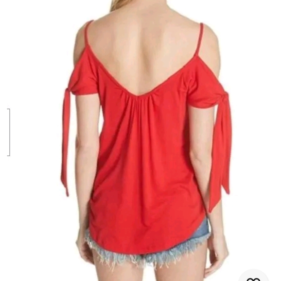 Lipstick Red We The Free Size Small Believe Me Cold Shoulder Tank Top - Picture 3 of 9